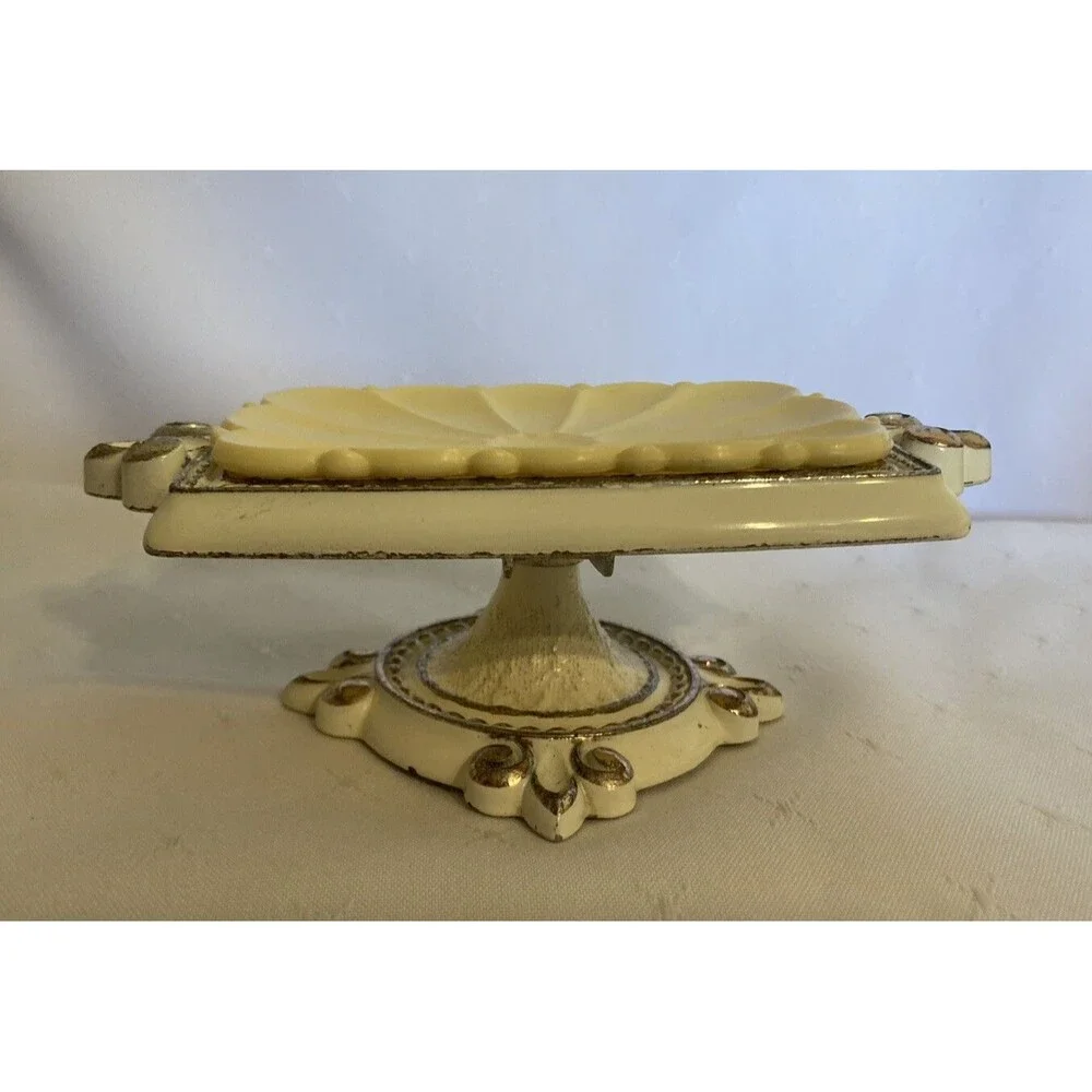 Vintage Amerock Bonaventure Collection Soap Dish Free Standing White Art Deco